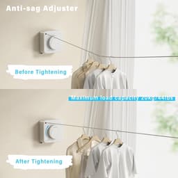 Uitschuifbare Waslijn - Intrekbare Kledinglijn - Droog Je Kleding - Niet Doorhangend Design - 51 Meter Kabel - Wit — thumbnail 2