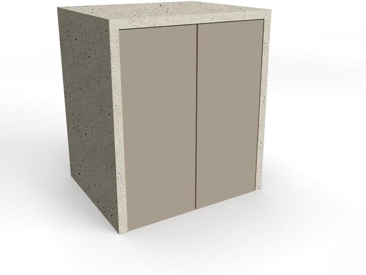 Wasmachinekast - Opbergkast Badkamer - Ruimte Besparen - Push-pull deuren - 79 x 91 cm - Taupe Steen — afbeelding 1