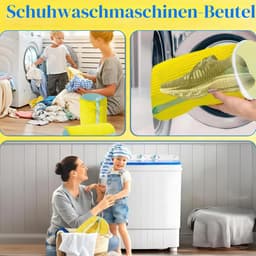 Schoenwaszak, wasmachine, 2 stuks, herbruikbare waszak met 360° reinigingspluisjes voor schoenen (geel) — thumbnail 3