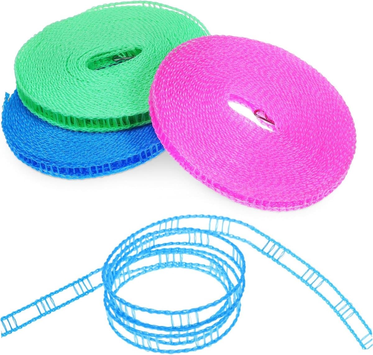 Kledinglijn Set - Reis Waslijn - Buiten Drogen - Sterk Nylon Materiaal - 3 Rollen - As Shown — afbeelding 1