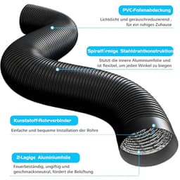 Afvoerslang - Flexibele slang - Ventilatie en afvoer - Dubbele aluminium laag - 150 mm diameter - Zwart — thumbnail 3