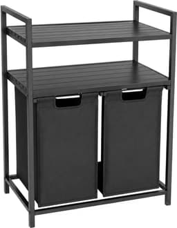 Begryf Wasmand met 2 vakken - metaal - zwart- 2 planken - 73 x 33 x 91 cm - 92l — thumbnail 1