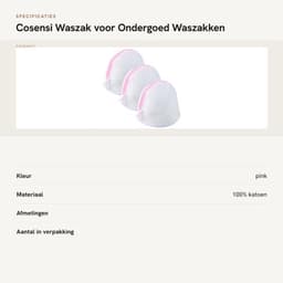 Waszak met rits - Waszak voor ondergoed - Waszak voor sokken - Waszakken groot - Set van 3 - Roze katoen — thumbnail 5
