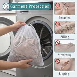 SnelShoppen - 5 stuks Fijnmazig Wasnet voor Wasmachine, Grote Waszak met Koordstopper, Ideaal voor Kleding zoals Truien, Mantels en Overhemden — thumbnail 5