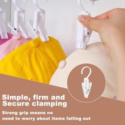 Wasknijpers met Haak - 20 Stuks - Drooghaak voor kleding - met 360 graden draaibare haak - Droogrek Knijpers - Wasknijpers - Kunststof - Anti Slip - Veelzijdig - draagbare antislip plastic hangers clips - Zwart — thumbnail 5