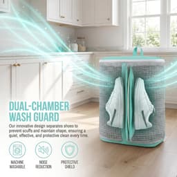 Schoenwaszak XL - Geluiddempende Waszak voor 1 Paar Schoenen - Sneakerwaszak voor Wasmachine met Ritsbescherming en Grote Capaciteit - Grijs en Groen — thumbnail 3