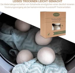 SnelShoppen - Trocknerbälle 4er Set - Natuurlijke Wol Droogballen - Hypoallergeen, Vrij van Chemische Stoffen - Perfect voor Babywas en Gevoelige Huid — thumbnail 3