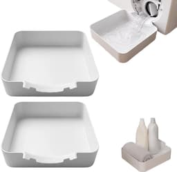 2 stuks - Lekbak - Lekbak wasmachine afvoer - Wasmachine afvoer bakje - 17,8 ×17,8cm - Wit - voor restwater frontlader, ook bruikbaar als opbergbak in badkamer en wasruimte — thumbnail 1