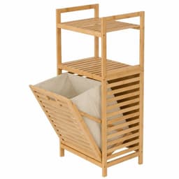 Bamboe Wasmand met Bovenrek en Uitneembare Waszak – 25L - 30 x 40 x 95 cm — thumbnail 5