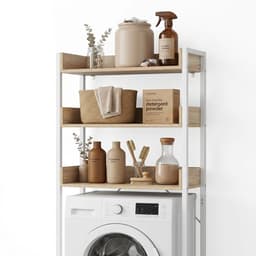 Wasmachine rek - 166,5x63x25cm - wit-houtlook — thumbnail 5