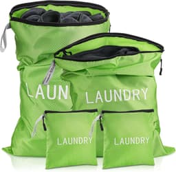 SnelShoppen - 4-Pack Waterdichte Waszakken Voor Vuile Kleding - 3 Maten - Natzakken Voor Zwemmen, Yoga, Workout - Vouwbare Waszakken Voor Reis, Gezins — thumbnail 1