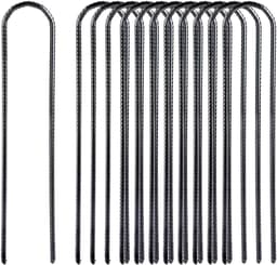 SnelShoppen - Pack van 12 Grondankers, Trampoline Haken, 30 cm U-vormige Gegalvaniseerde Grondankers, Tent Haringen, Storm Tent Pegs voor Camping en T — thumbnail 1