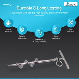 Grondanker RVS - Ankerpaal Tentstok - Kamperen Vastzetten - Lange Spiraalvorm - 27 cm - Zilverkleurig — thumbnail 5