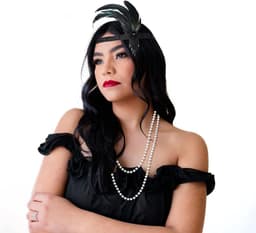 4 stuks 1920 accessoireset, vintage kostuumaccessoires, Gatsby haarband, flapper, hoofdband, parelketting, oorbellen, lange handschoenen, flapperaccessoires, Great Gatsby-accessoires voor — thumbnail 5