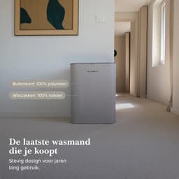 Jubbly® - Wasmand - Wassorteerder - Wasmand met Deksel - Wasmand 2 vakken - Wasmand opvouwbaar - Wasbox - 50 Liter - Beige - The Splitsmart — thumbnail 2