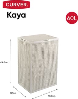 Curver Kaya Wasmand met deksel - 60L - 2 stuks - 38x29x58,5 cm - Wit — thumbnail 2