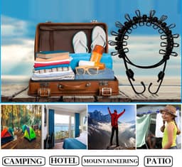 Waslijn - 1,8M - Uitschuifbare Waslijn - Inclusief Wasknijpers - Waslijndraad - Drooglijnen - Waslijn Camping - Reiswaslijn - Roldrooglijn - Wasdraad - Voor Reizen Vakantie Hotel Outdoor - Draagbaar - 1 stuk - Zwart — thumbnail 5