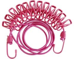 Camping Clothesline-180 cm, Travel Clothesline with Clips, Portable Elastic Clothesline, Extendible, Outdoor Holiday, Clothes Line for Travel, Dormitory, Camping Accessories, with 12 Clothespins