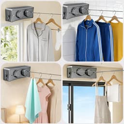 Uittrekbare Waslijn - Dubbele Lijn - Kleding Drogen - Anti-Sag Design - 2 x 51 m - Zilver — thumbnail 5