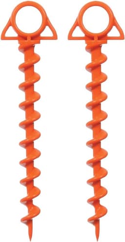 Kunststof tentpinnen, grondpinnen voor zeildoektenten, spiraalvormig, geitenhoornvormige kunststof pinnen - schroefpinnen - oranje, 8 stuks — thumbnail 3