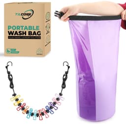 SnelShoppen - Draagbare Waszak Lavendel - Compact en Lichtgewicht Reiswasoplossing voor Kamperen, Backpacken en Onderweg - Ideaal voor Schone Kleding — thumbnail 1