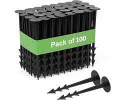 SnelShoppen - 100 Stuks TerraPeg Grondankers voor Tuinfleece - UV-bestendig Zwart Plastic - Ideaal voor Onkruidbestrijding en Mollen Net - Sterk en Du