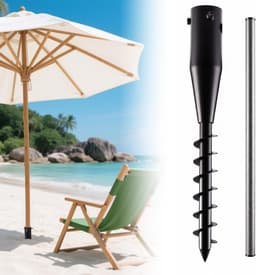SnelShoppen - Heavy Duty Grondspike Parasolstandaard & Grondanker voor Wasdrogers, 6-Weg Spiraal, Verstelbare Knoppen (2.5-5cm) - Ideaal voor Strand, — thumbnail 1