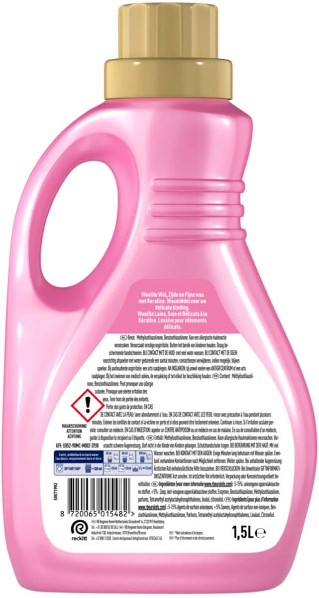 Woolite - Wasmiddel Wol en Zijde met Keratine 30 wasbeurten - 4 x 1,5 liter - Voordeelverpakking — afbeelding 1