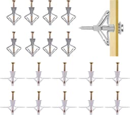 Set van 100 holle ruimtepluggen, vlinder, gipsplaat, dowels, vliegtuigvorm, vlindervorm, met schroeven, voor gipsplaat, gipsvezelplaten, beton, bakstenen, holle wand — thumbnail 1