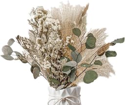Gedroogde set, wollige gedroogde bloemen, boeket decoratie, gedroogd pampasgras, gedroogde bloemen, pampasgras, voor bruiloften, wooncultuur — thumbnail 1