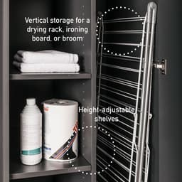 Interlink Lifestyle Studio Flow wasruimtecombinatie Bundel 3 antraciet - Complete wasruimte met 2 wasmachinekasten, 2 opbergkasten en 4 bovenkasten - Uittrekbare werkbladen - Softclose - Aluminium grepen - 268 x 68 x 208 cm — thumbnail 2