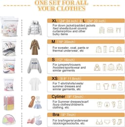 Waszakken Groot, 7 Stuks Wasnetten voor Wasmachine, Grote Waszakken | Laundry Bag, Wasnetten Groot met Ritssluiting, Waszak in Verschillende Maten, voor Beha, Sokken, Ondergoed, Babykleding — thumbnail 4