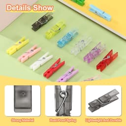Wasknijpers, 100 stuks mini kleurrijke plastic kledingclips, sterke grip fotoclips voor foto's, hangende kleding, decoratieve ambachten, zwart — thumbnail 3