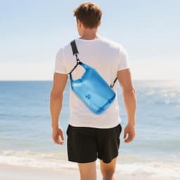Dry Bag 5L Waterdichte Tas, Waterdichte Opbergtas, Waterdichte Dry Bag met Rolsluiting en Schouderriem voor Strand, Zwemmen, Boot, Kajak, Vissen, Raften, Kamperen, A2-Blauw — thumbnail 3