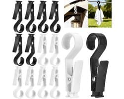 12 stuks hoogwaardige grote droogclips, campinghaken, handdoekclips, haken, tent buiten, geschikt voor campingverlichting, kleding, handdoeken