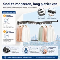 YQLAFT droogrek inklapbaar - droogrek 126cm - wasrek inklapbaar - 180° draaibare armen en 360° verstelbare scharnieren - Ideaal voor kleine woningen - droogrek hangend - Wasrek hangend - wanddroogrek - Kledingrek - Grijs — thumbnail 4