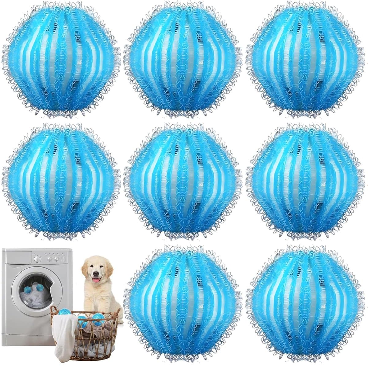 SnelShoppen - Hair Remover Voor Wasmachine, Haar Vangsysteem Voor Wasmachine, Effectieve Haar Verwijder Balls Voor Dierenhaar, Soft Nylon, Blauw, Voor — afbeelding 1