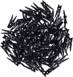 Houten Wasknijpers - Kledingknijpers Utility Clips - Foto's Ophangen - Natuurlijk Hout - 2.5*0.6CM - Zwart — thumbnail 1