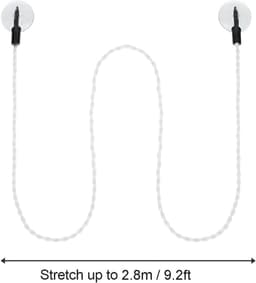 Intrekbare Waslijn - Reiswaslijn Opknoping Line - Kleding Drogen - Met Haken Zuignappen - 2.8 Meter Uitrekbaar - Wit — thumbnail 5