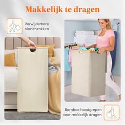 VALI® Wasmand -170L - Extra Grote Bamboe Wasmand - Beige - 54cm x 40cm x 80cm — thumbnail 4