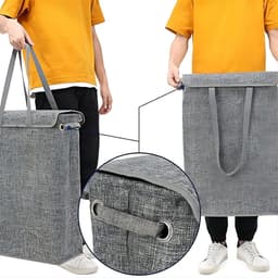 REDOM Wasmand 39 x 19 x 60 cm – Smal en Opvouwbaar – Met Deksel en Handvatten – Ruimtebesparend voor Badkamer, Slaapkamer en Wasruimte – Donkergrijs — thumbnail 2