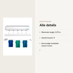 Waslijn Uittrekbaar 3,75 m - Wanddroogrek - Draagbare Waslijn - Ruimtebesparend - Multifunctioneel Ontwerp - Eenvoudige Installatie - Drooglijn — thumbnail 4