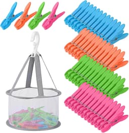 Kleurige en Winddichte Wasknijpers met Tas - 48 Stuks, Ideaal voor Kleding, Sokken en Waslijnen — thumbnail 1