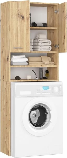 Wasmachine ombouwkast - Opbergkast - Ruimte benutten - Met 2 deuren - 64 x 180 cm - Eiken — thumbnail 4