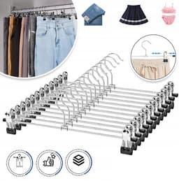 12 Metalen Cliphangers Met Verstelbare Clips En Antislipgrepen - Verchroomd Slank (30 cm) Robuust - Voor Rokken, Shorts, Stropdassen En Yogabroeken — thumbnail 1