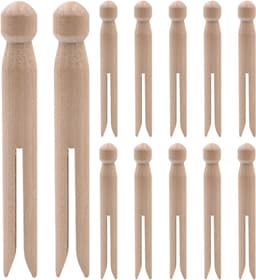 Houten Klemmen - Wasknijpers - Knutselen Decoreren - Veerloos Ontwerp - 10 cm - Natuurlijk Hout — thumbnail 1