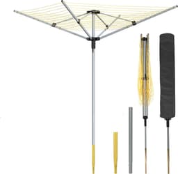 Droogmolen Buiten - Waslijn Molen - Buiten Wassen - 50 Meter Lijn - 180 cm Hoog - Zilver Grijs — thumbnail 1