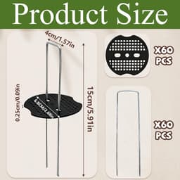 Dailygoods- Onkruidvlieshaken 60 stuks - Grondankers - U-vormige Haringen - Verzinkte Stalen Palen - Bufferschijven 150 x 40 mm - Duurzaam en Herbruikbaar — thumbnail 5