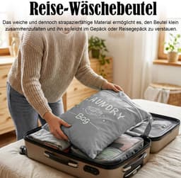 Dailygoods - 2 stuks reiswaszak groot 55 x 45 cm, waterdichte waszak met ritssluiting en handvat, wasbare waszak, groot voor reizen, fitnessstudio, camping, grijs-roze — thumbnail 5