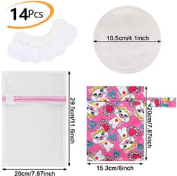 Dailygoods- Borstkussens 14 Stuks - Herbruikbare Bamboe Borstkussens - Wasbare Pads - Hypoallergene Kussens - Waterdichte Laag - Inclusief Opbergtas - Voedingspads — thumbnail 4